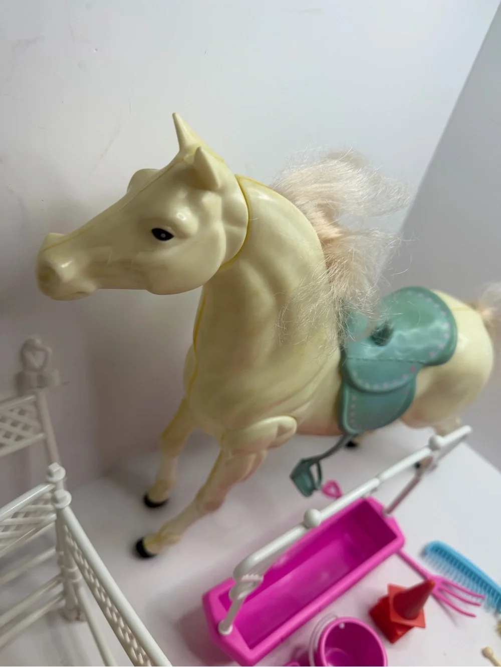Barbie Horse Stable Playset with Pink, Cream, Yellow and Teal Accents